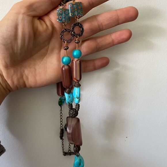 Bead and blue stone necklace vintage - Picture 6 of 6